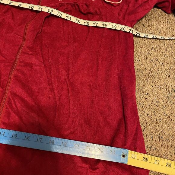 Vintage 90s Katz USA Sz M/XL Nightgown Flannel Robe Off Red Zip Up Embroidered - Picture 2 of 10